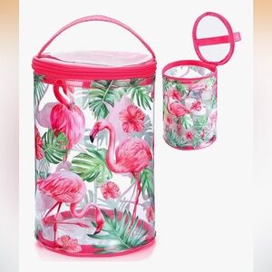 🆕 Pink Flamingo Clear waterproof travel Bag with Tropical Print